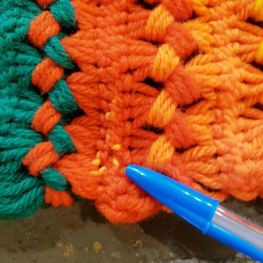 Vintage Afghan Crochet Throw Blanket Brown Green Orange Stripes Fringe MCM